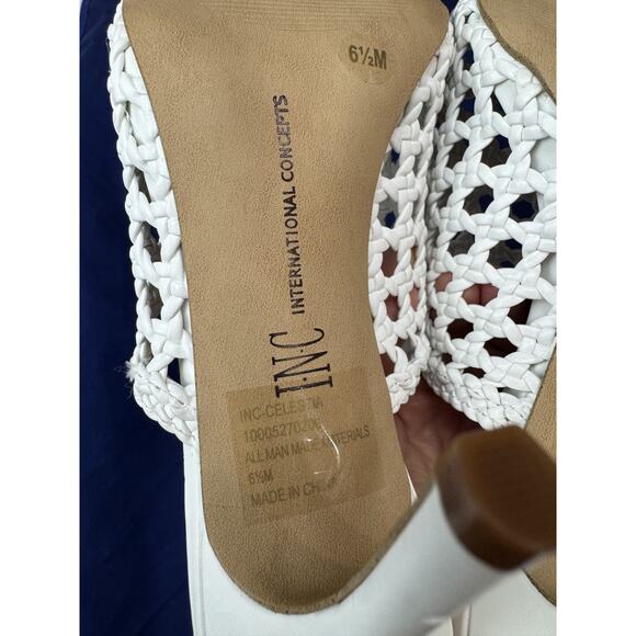 NWOT Celestia Woven Pointed-Toe Mules White INC International Concepts Boho 6.5 - Picture 11 of 11